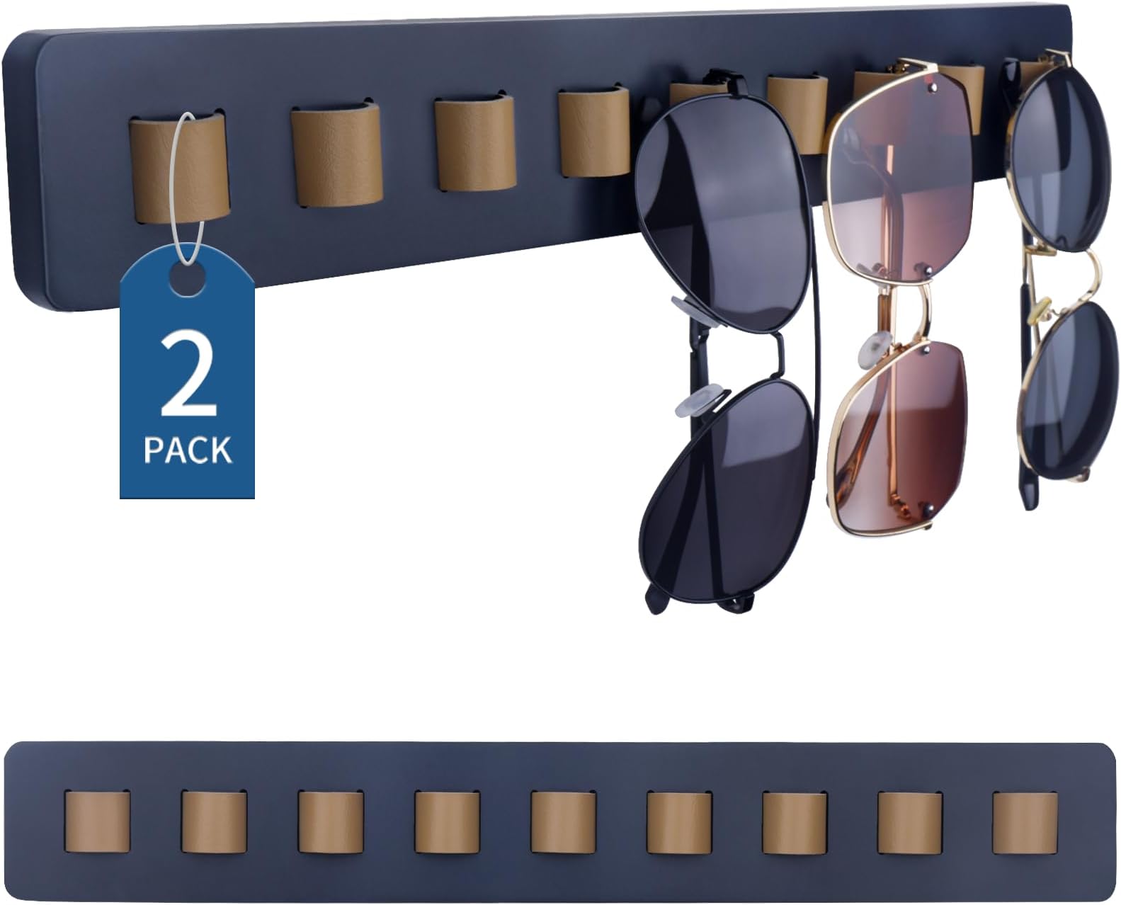 Molain 2pcs Glasses Holder Sunglass Organizer, Wood Sunglass Holder for Wall