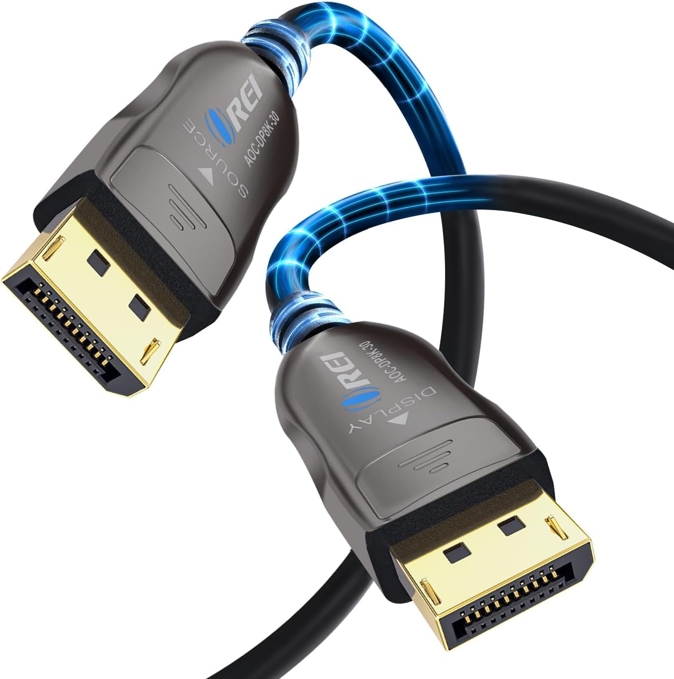 OREI Cavo 8K DisplayPort 2.0 AOC da 30,5 m - 54 Gbps, 8K a 120 Hz, 4K a 240 Hz, VRR
