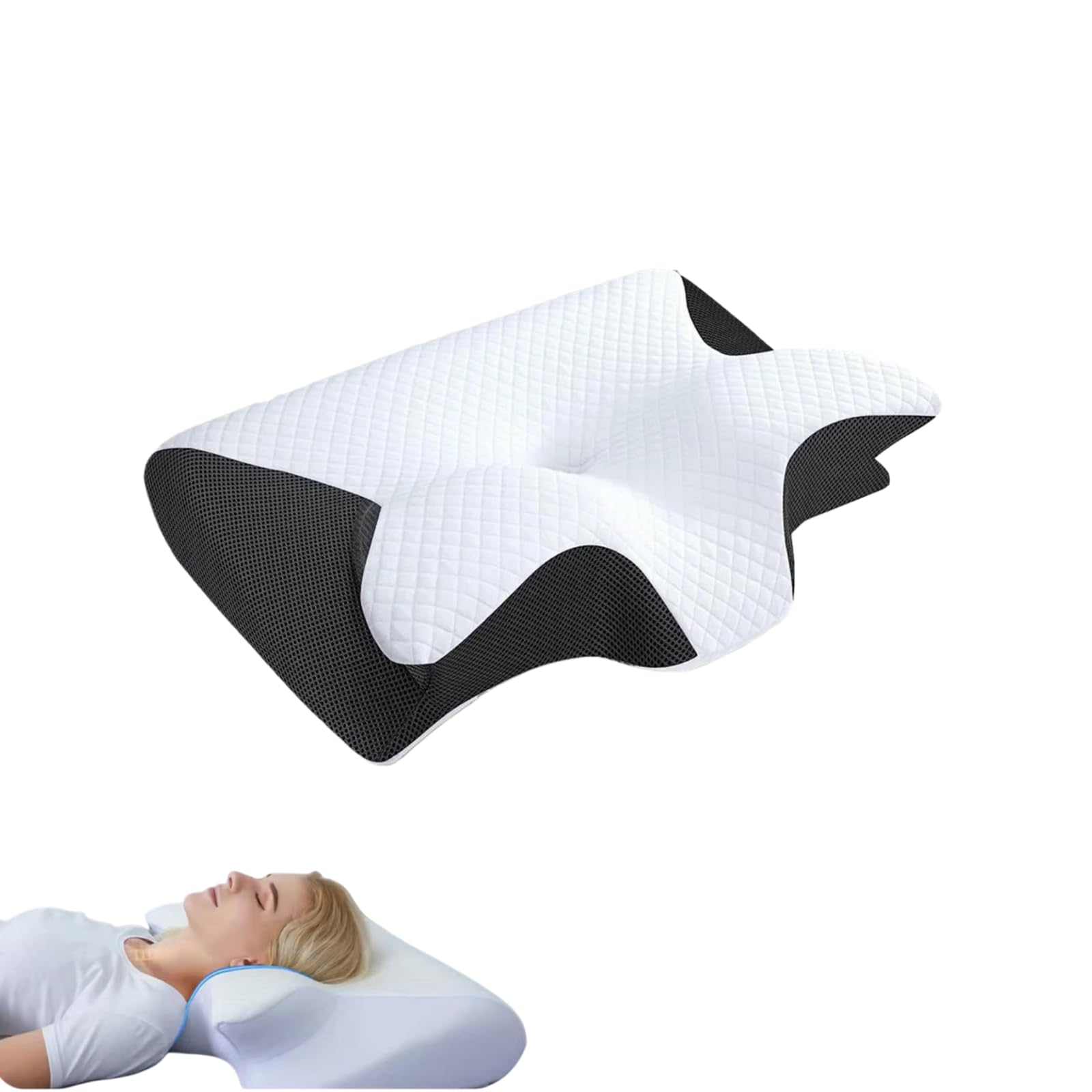 Novéa - Soulagement Cervical，Oreiller en Mousse à mémoire de Forme 2 en 1 Soulage l'inconfort Pendant Le Sommeil et améliore Le Confort Convient à Toutes Les Positions de Sommeil
