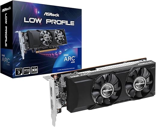 ASRock Low Profile Arc A310 4GB GDDR6 PCI Express 4.0 ITX Video Card A310 LP 4G 64-bit 0dB Silent Cooling Super Alloy Graphics Card 7680 x 4320…