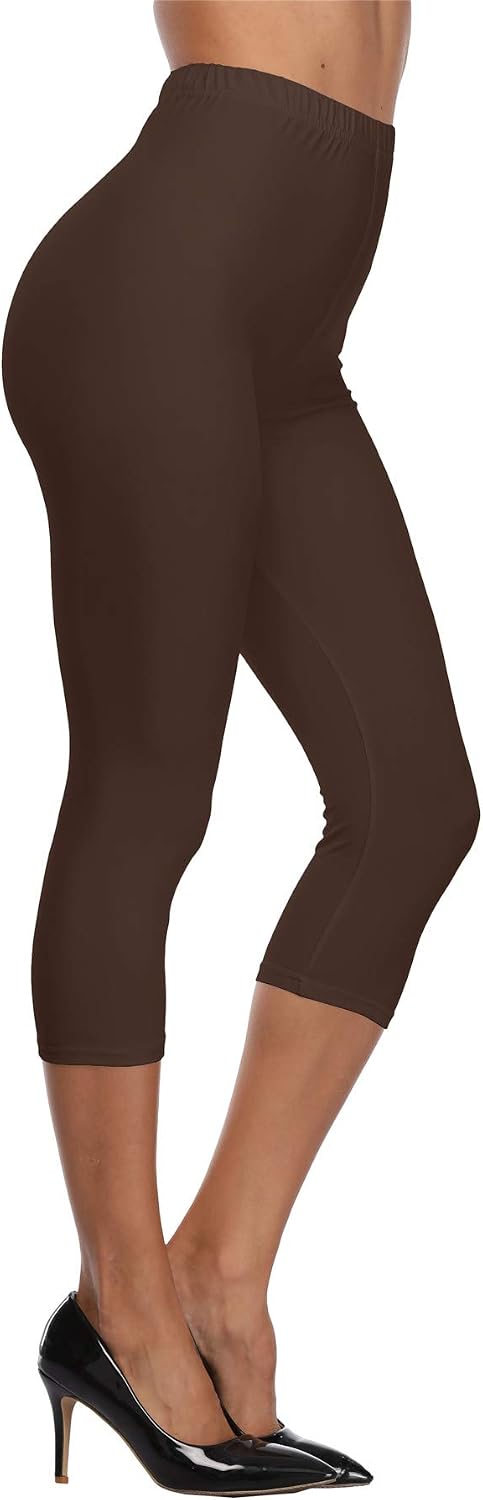 VOGUEMAX Women's Capri Leggings High Waist Soft and Comfy Cropped Leggings Tights 3/4 Length Leggings