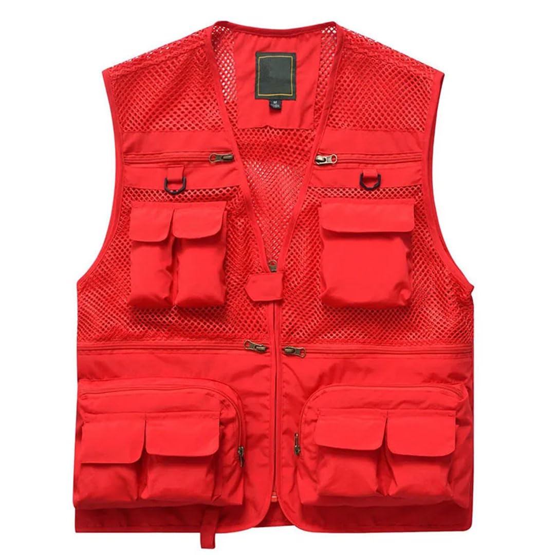 Gilet da pesca da uomo in rete con tasche multiple