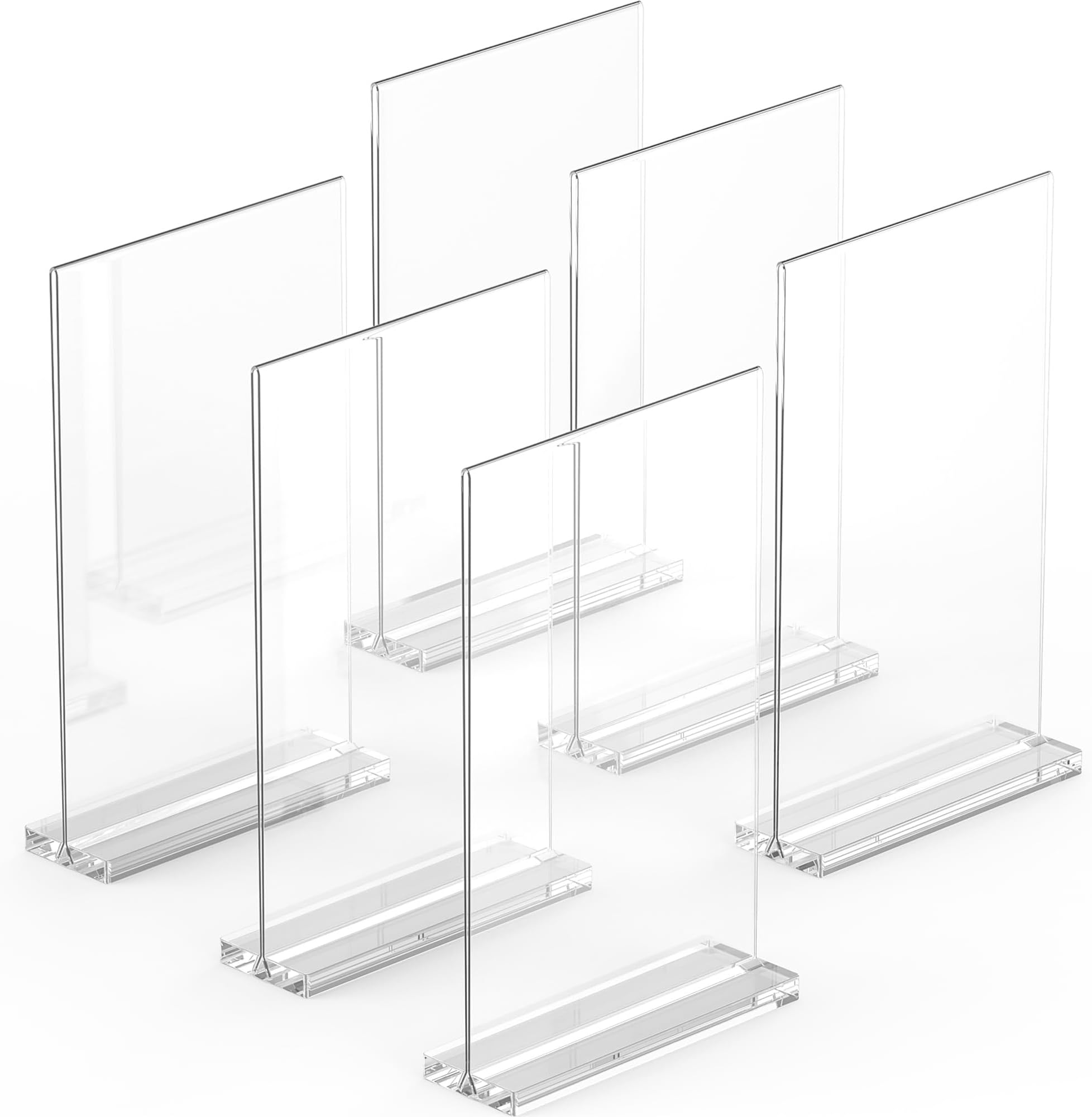 A5 Acrylic Sign Holder - 6 Pack, Sleek and Versatile, Polished Edges, Double-Sided Frame, Easy Photo Change, Acrylic Leaflet Display Stand. Ideal for Photos, Signs, Menus, and Tabletop Displays