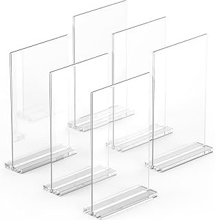 Dasher Products A5 Acryl-Schilderhalter, 6 Stück, schlank and vielseitig, polierte Kanten, double display, Acrylglas-Prospektständer Ideal for Fotos, Schilder, Speisekarten and Tisch-Displays