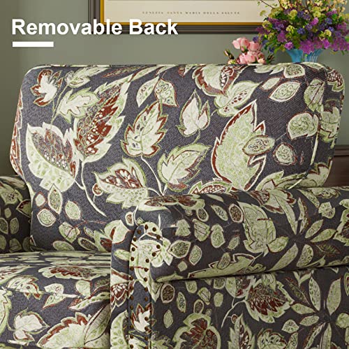 Belffin Floral Sofa Couch With Nail-Head Trim 3 Seater Sofa With Wood Legs 3 Seater Sofa Couch For Living Room #TOP5