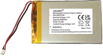 AOLIKES 3.7v 3000mAh Rechargeable Lithium Polymer Replacement Battery for Simplehuman ST3004 Vanity Mirror ST3010 Sensor Mirror