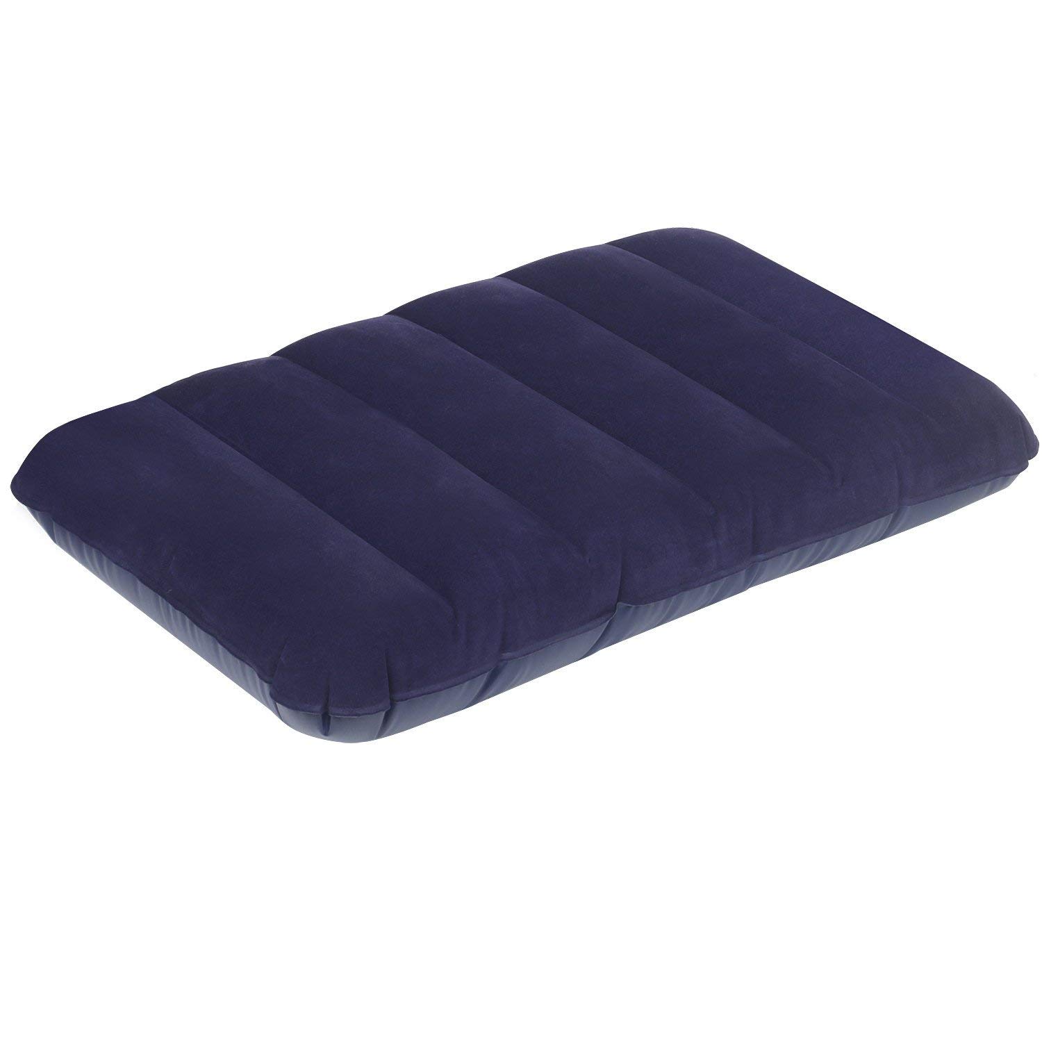 IRIS Velvet Soft Travel Rectangular Pillow Inflatable Portable Air Pillow for Car, Train, Flight, Bus, 47cm x 30cm (Blue)-image-22
