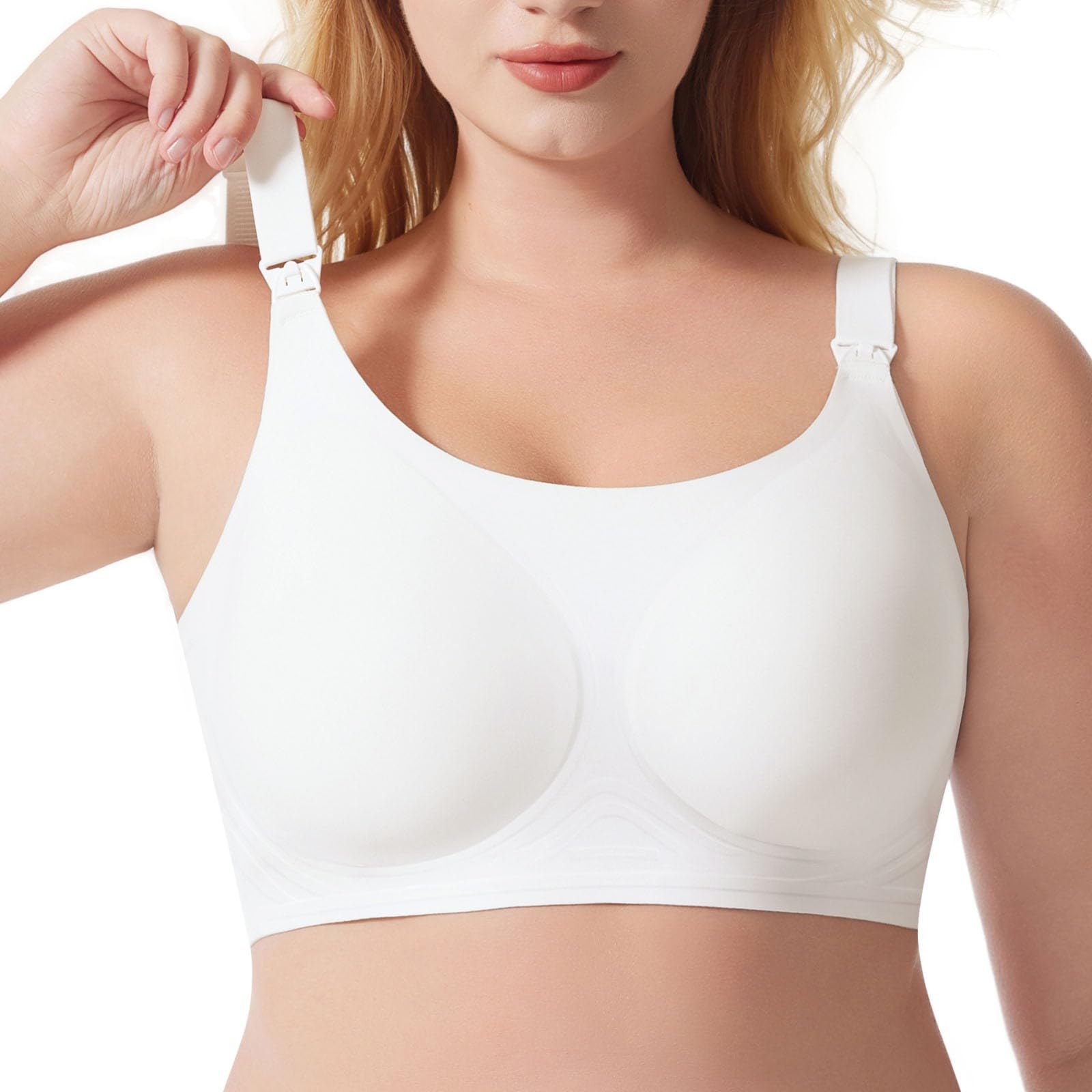 Reggiseno da Donna con Ferretto, Leggero, Semplice, Sottile, Tracolla Regolabile for Donna, Reggiseno da Allattamento for Gravidanza Cadente, Bianco, XXL