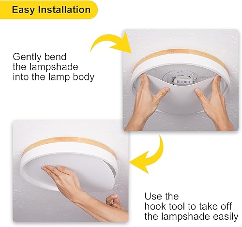 Miniatura 7 de VIOLOEMI 15.74 pulgadas LED no regulable montaje en techo accesorios de iluminación empotrados tambor moderno plano cerca de la pantalla de techo