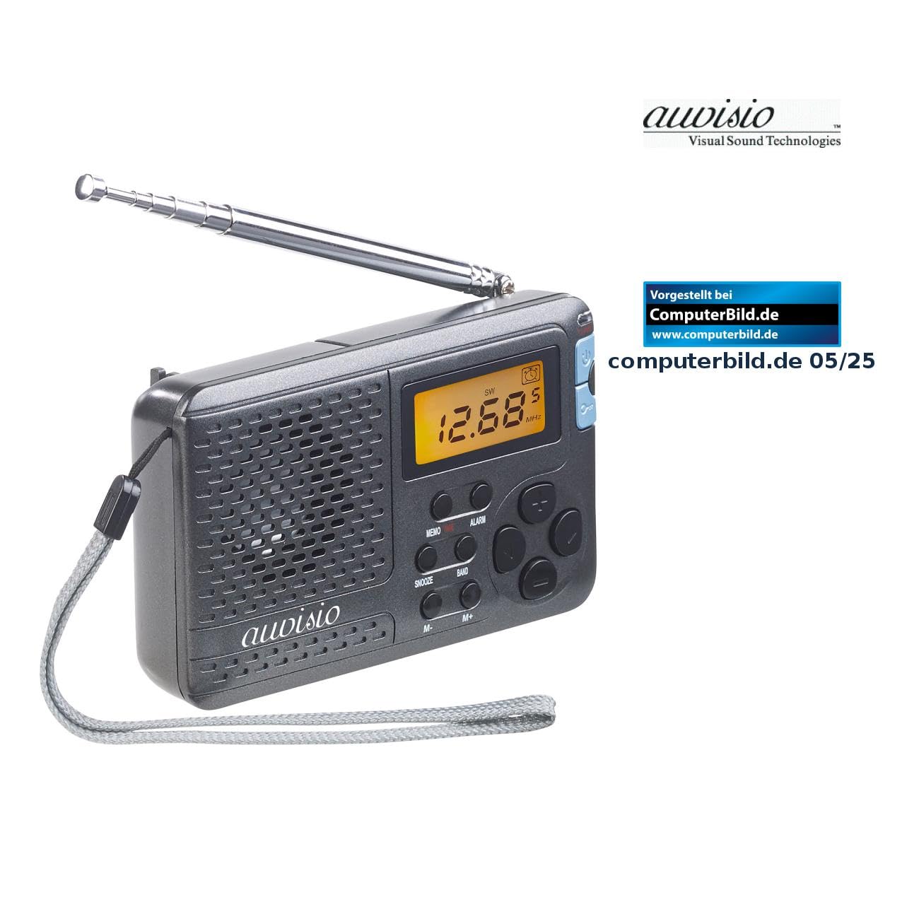 auvisio Radios de Cocina - 12-Band-Weltempfänger FM/MW/KW, mit Wecker & Sleeptimer