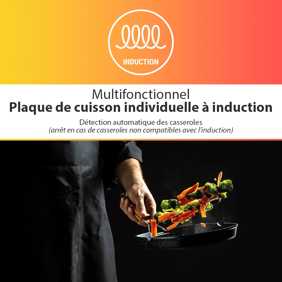 Clatronic EKI 3569 Plaque de cuisson à induction individuelle, plaque de cuisson à induction avec surface en verre céramique, ECO-Save, 10 niveaux de puissance, écran LED, 2000 watts, noir