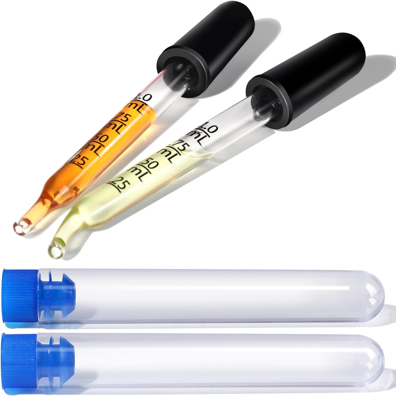 Teenitor2 Pack Eye Dropper Eye Dropper, Droppers for Oil, Glass Dropper Eye Droppers 1ml Bent, Straight Tip Dropper for Liquids