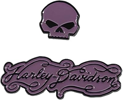 Harley-Davidson 1.5 inch Harley Curve Willie G Skull Metal Pin Set, Gloss Finish
