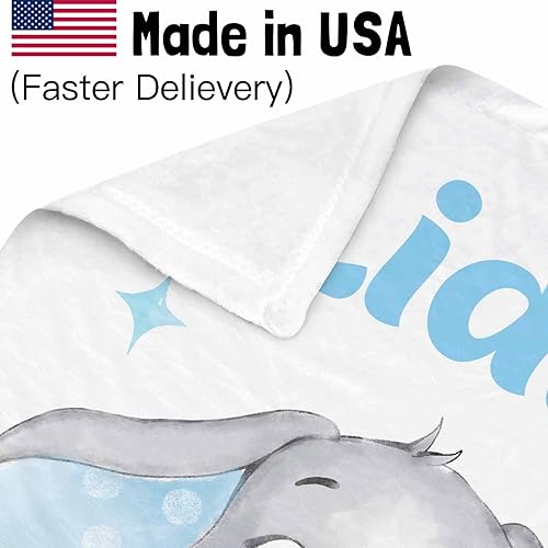 Miniatura 5 de Neywoll Mantas de bebé personalizadas, mantas personalizadas de elefante de estrella para niños recién nacidos y niños, regalos de bautismo con