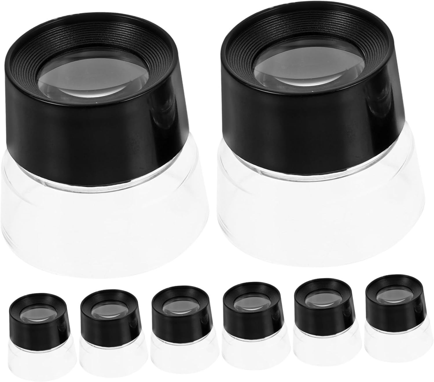 8pcs Jewelry Magnifier Loupe 10x Optical Glass Table Top Magnifier for Jewelry and Coin Inspection with Ergonomic Cylindrical Design