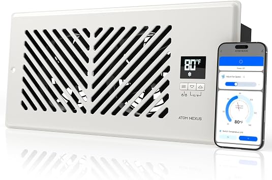 Quiet Register Booster Fan, Smart Vent Booster Fan with Thermostat Control & Remote Control, 10-Speed Control Heating Cooling AC Vent White, 4 x 10 inch - APP | Vent Fan Booster with Thermostat Control & APP Control, 10-Speed Control Heating Cooling AC Vent