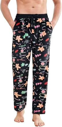 Karlywindow Mens Christmas Pajama Pants PJ Graphic Lounge Pants Sleep Bottoms Casual Drawstring Elastic Waist Sleepwear