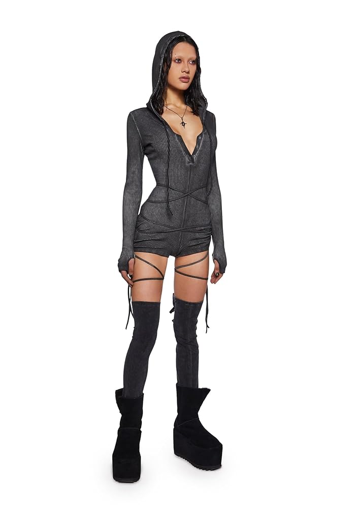 Amazon.com: Dolls Kill Crossfade Hooded Romper by DARKER