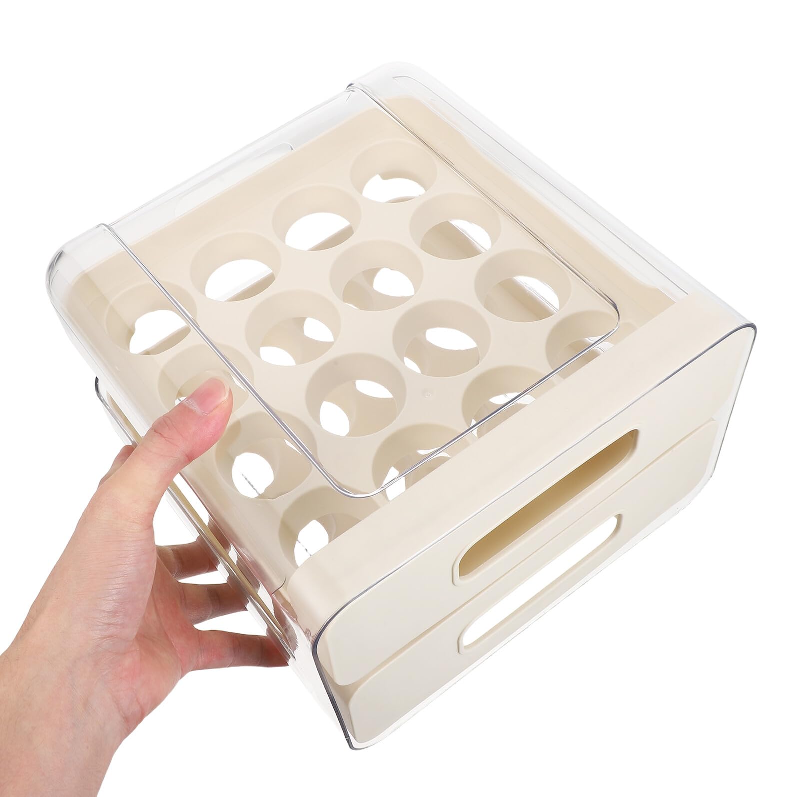 Eieraufbewahrungsbox aus Pet mit 32 Fächern Stapelbarer Eierorganizer für Kühlschrank mit Deckel