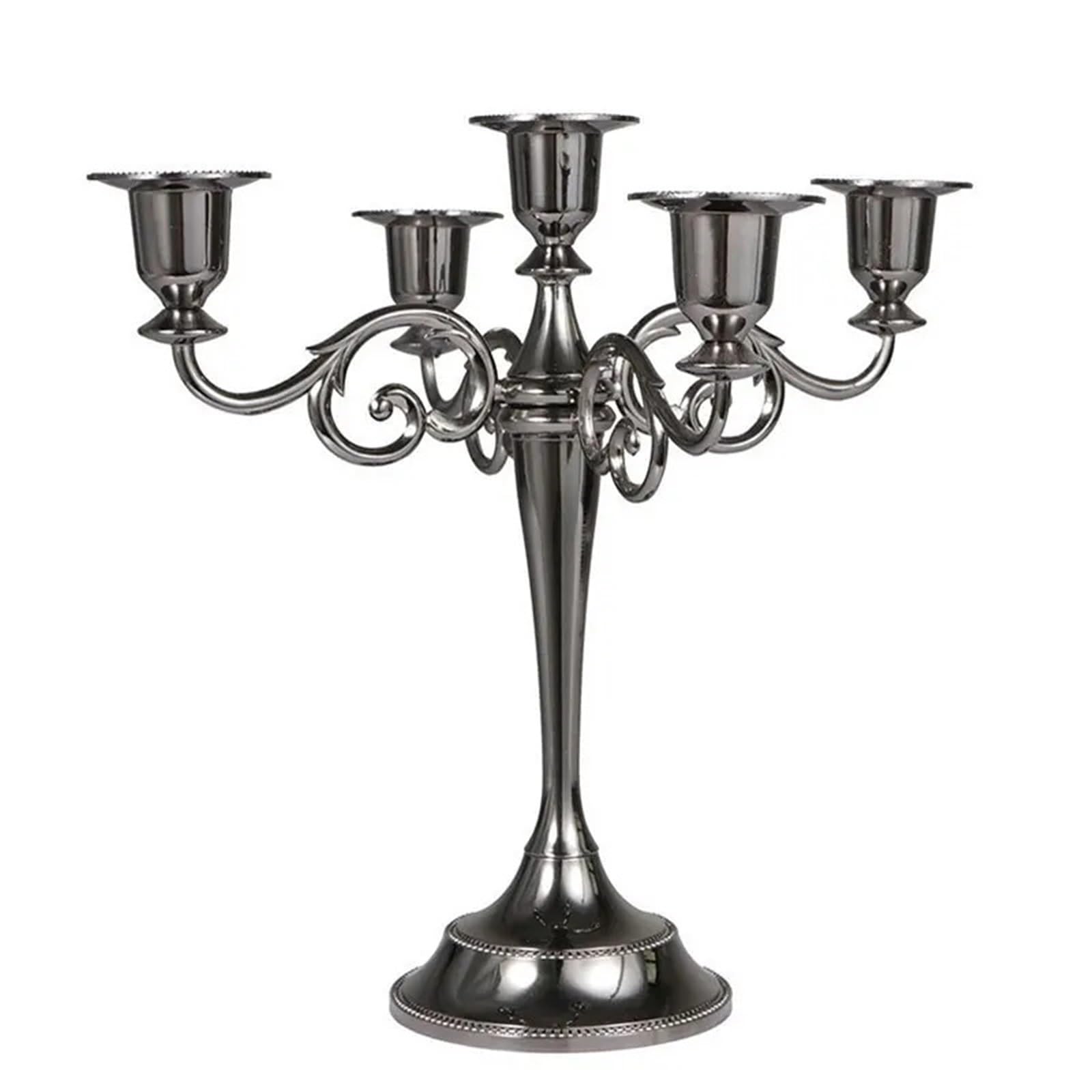 Porta Velas Candelabros de Metal cónicos, Elegantes centros Mesa for el hogar, Bodas, Fiestas, Bar, decoración mesas, candelabros(5 Black)