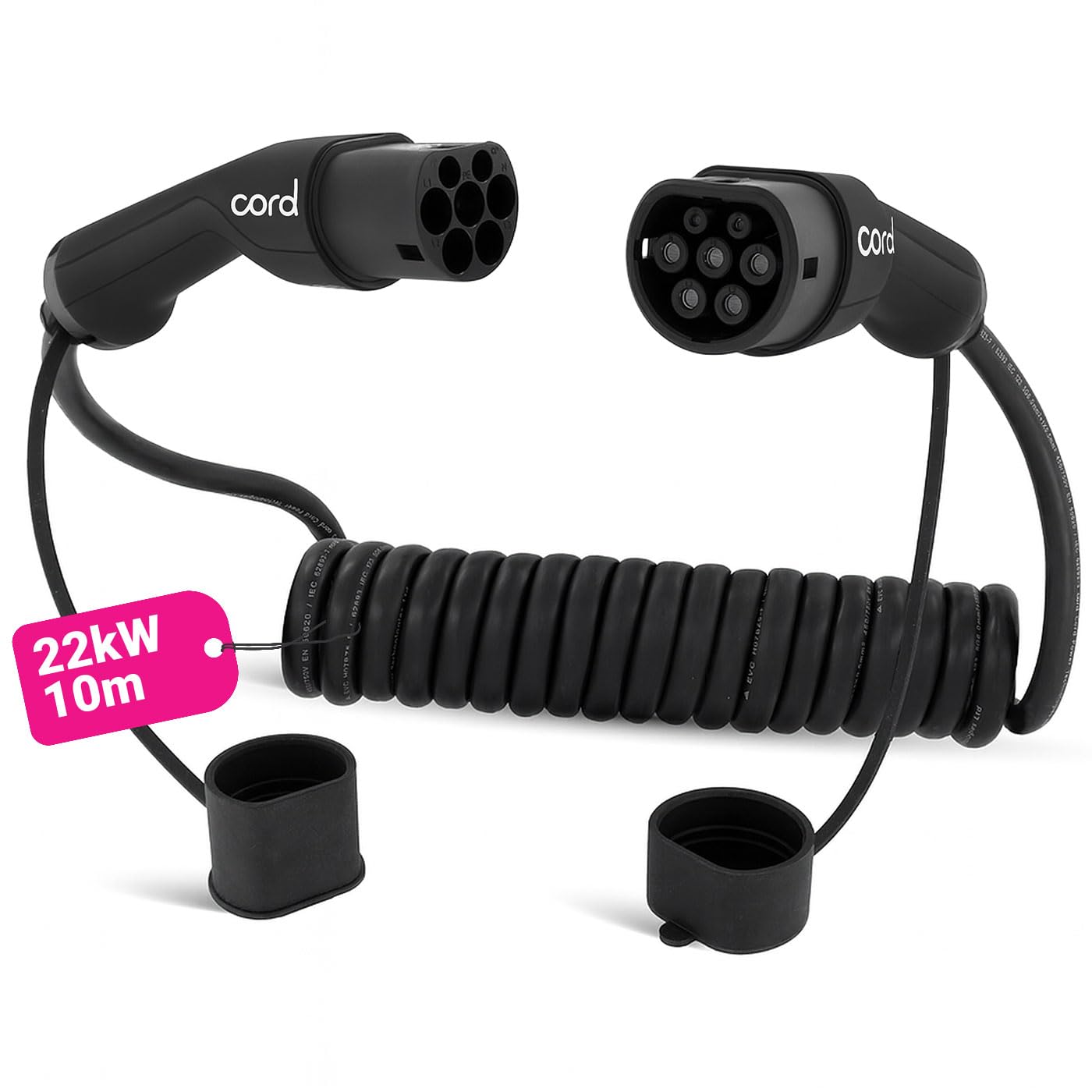 Cord 5M Coiled Ev Charging Cable22Kw Three Phase Type 2 from B&Q