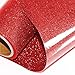Glitter Heat Transfer Vinyl HTV for T-Shirts 10Inches by 5 Feet Rolls(Red)