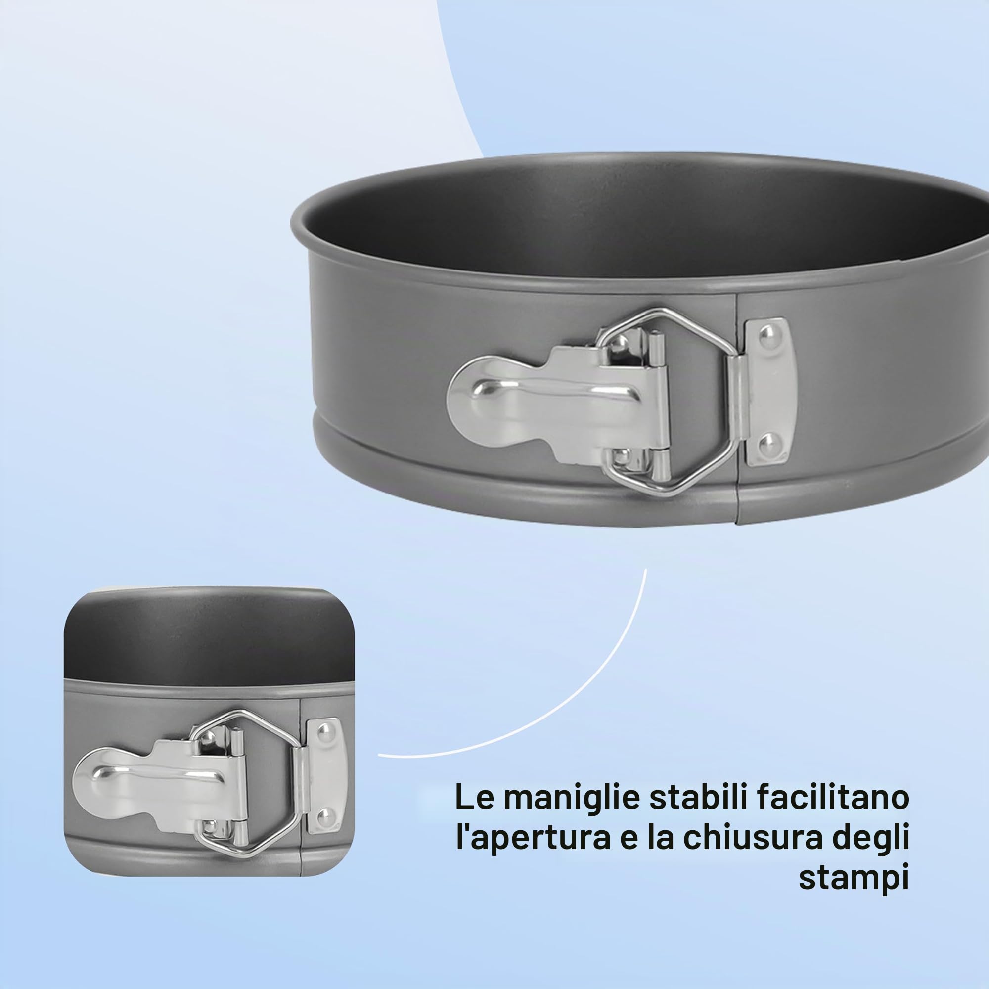 Set di 3 stampi per dolci rotondi da 24/26/28 cm con rivestimento antiaderente – teglia in acciaio per torte a più piani