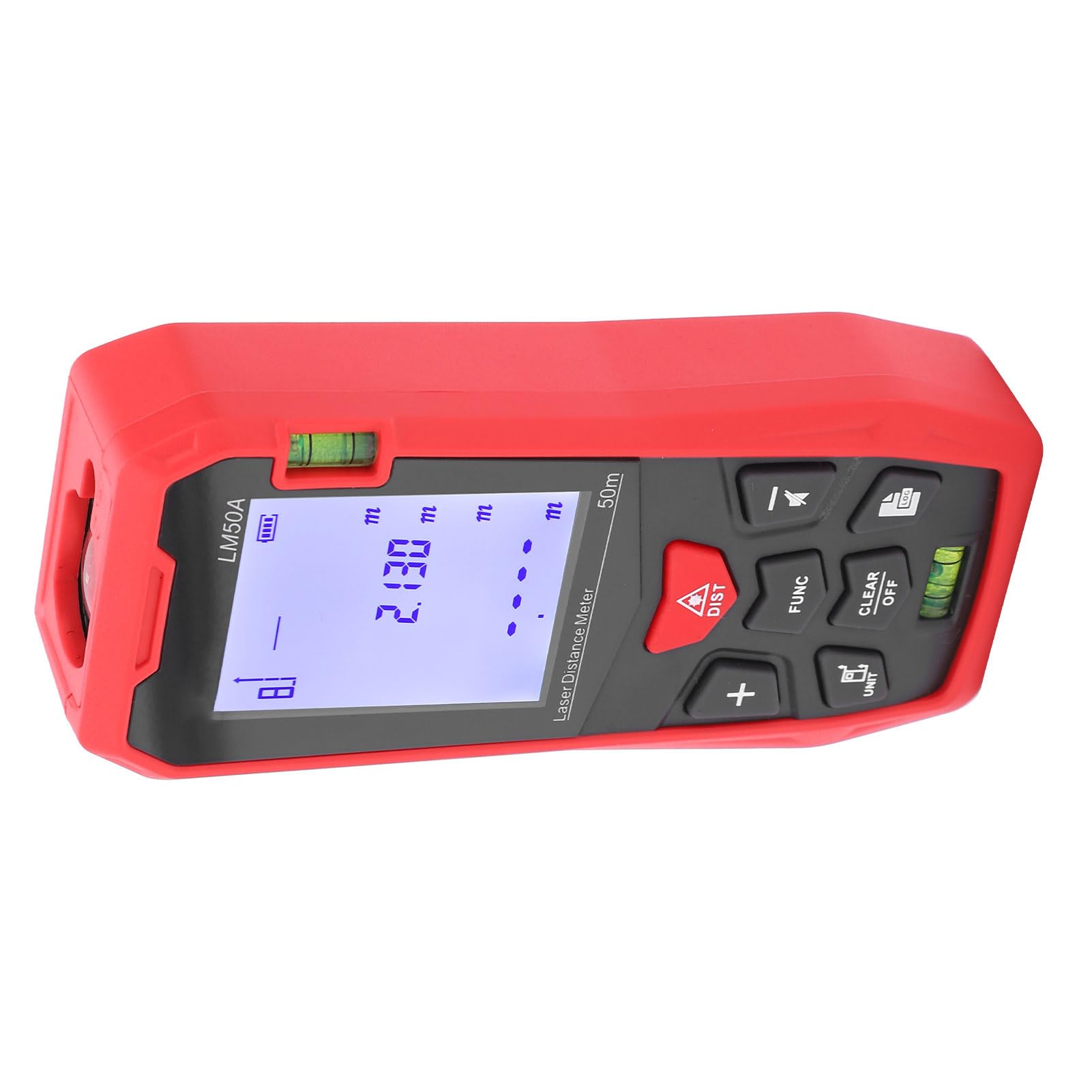 Socobeta Medidor de Distancia Láser LM50A 50M, Herramienta de Medición, Telémetro Infrarrojo con Almacenamiento de 99 Datos para Medición en Interiores y Exteriores