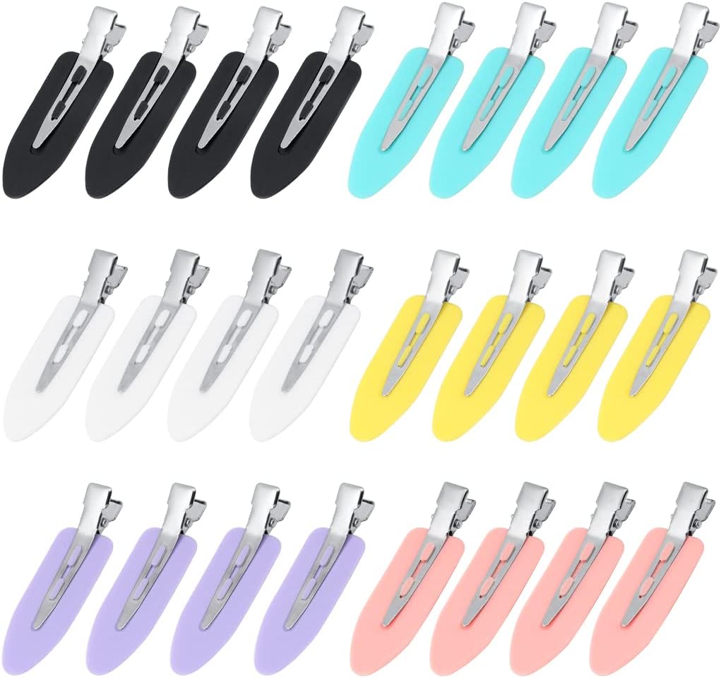 HTHL No Bend Hair Clips, 24 Pieces No Crease Curl Pin Clips, Creaseless