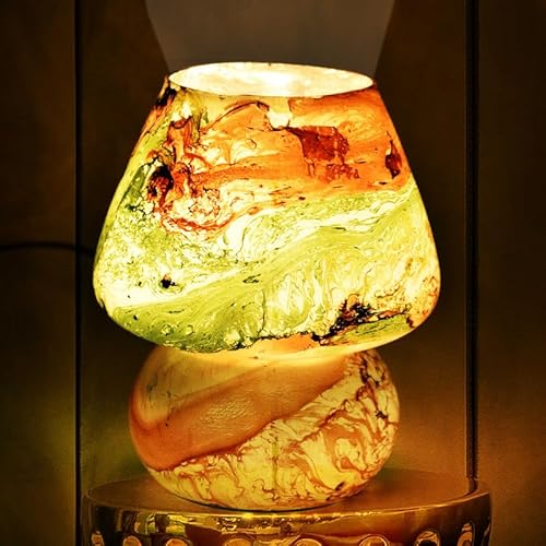 Pure Source India Glass Marble Design Mosaic Lamp for Home Decor, Indoor Lighting, Living Room (L-5 X H-17CM) (Green)