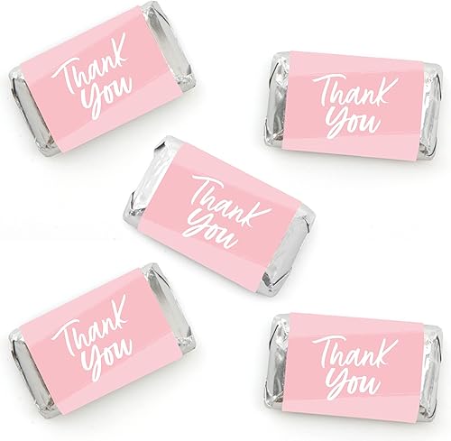 Big Dot of Happiness Rosa elegantemente simple  Mini pegatinas de barra de caramelo  recuerdos de fiesta de invitados pequeños regalos  40 unidades