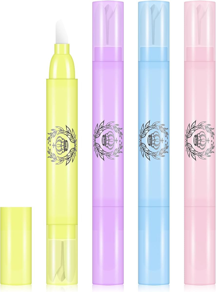 4pcs Nail Polish Remover Corrector Pen with 3 Cotton Tip Refills each, Cuticle Nail Edge Cleaning Pen for Manicure Art DIY Clean Up Tool