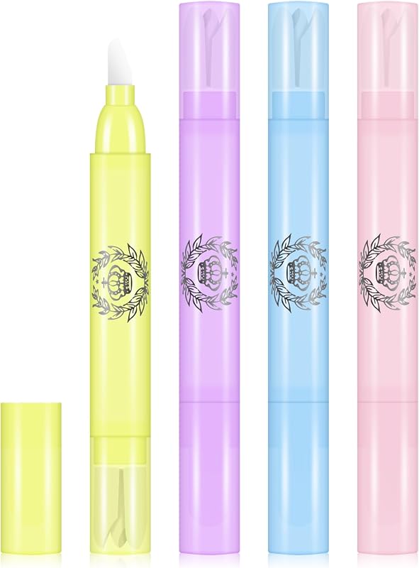 4pcs Nail Polish Remover Corrector Pen with 3 Cotton Tip Refills each, Cuticle Nail Edge Cleaning Pen for Manicure Art DIY Clean Up Tool