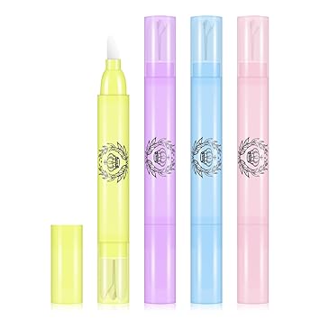 4pcs Nail Polish Remover Corrector Pen with 3 Cotton Tip Refills each, Cuticle Nail Edge Cleaning Pen for Manicure Art DIY Clean Up Tool