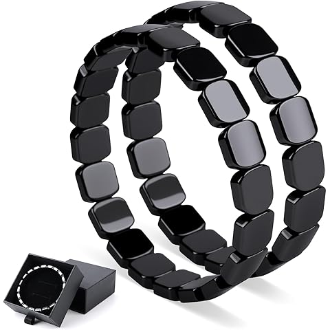 2PCS Hematite Bracelet Men, Natural Stone Hematite Bracelet Black Stretch Beaded Bracelet, Reclaim Your Edge & Confidence, Inspirational Jewelry Gifts