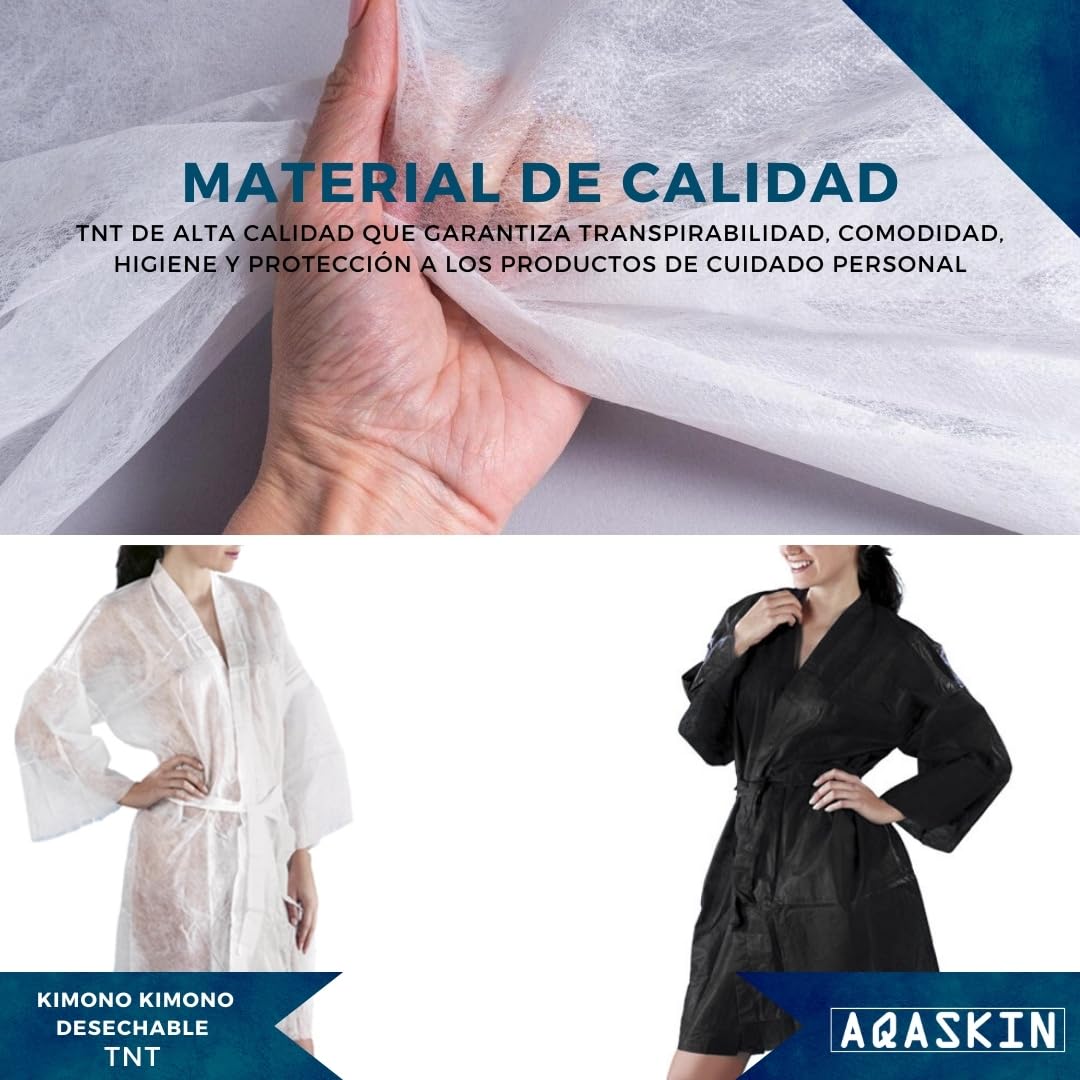 Kimono desechable Esteticista en TNT 30gr/m2 - Paquetes de 20 uds - DESCUENTOS POR CANTIDAD - Envasado individualmente - Dimensiones 100x140cm - Bolsillo y Correa