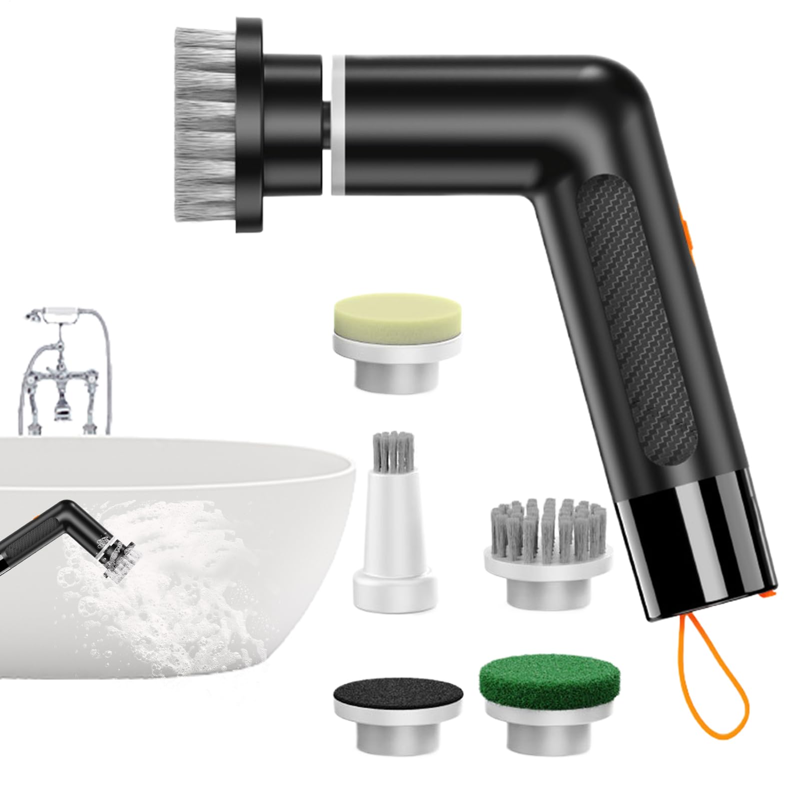 Cepillo para limpieza eléctrico Giratorio Manual Impermeable Ergonómico | Fregador inalámbrico desmontable para el baño, la ducha, el inodoro, la cocina, los azulejos y las juntas de azulejos