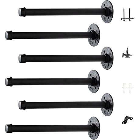 3/4" Inch Black Iron Industrial Rustic Floating Shelf Brackets, 12-Inch