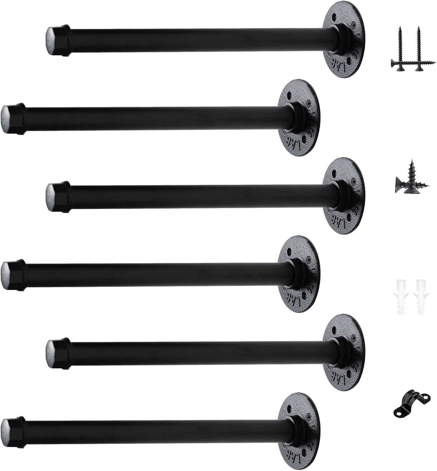Aunulahca 3/4" Industrial Pipe Shelf Brackets 12 Inch, 6
