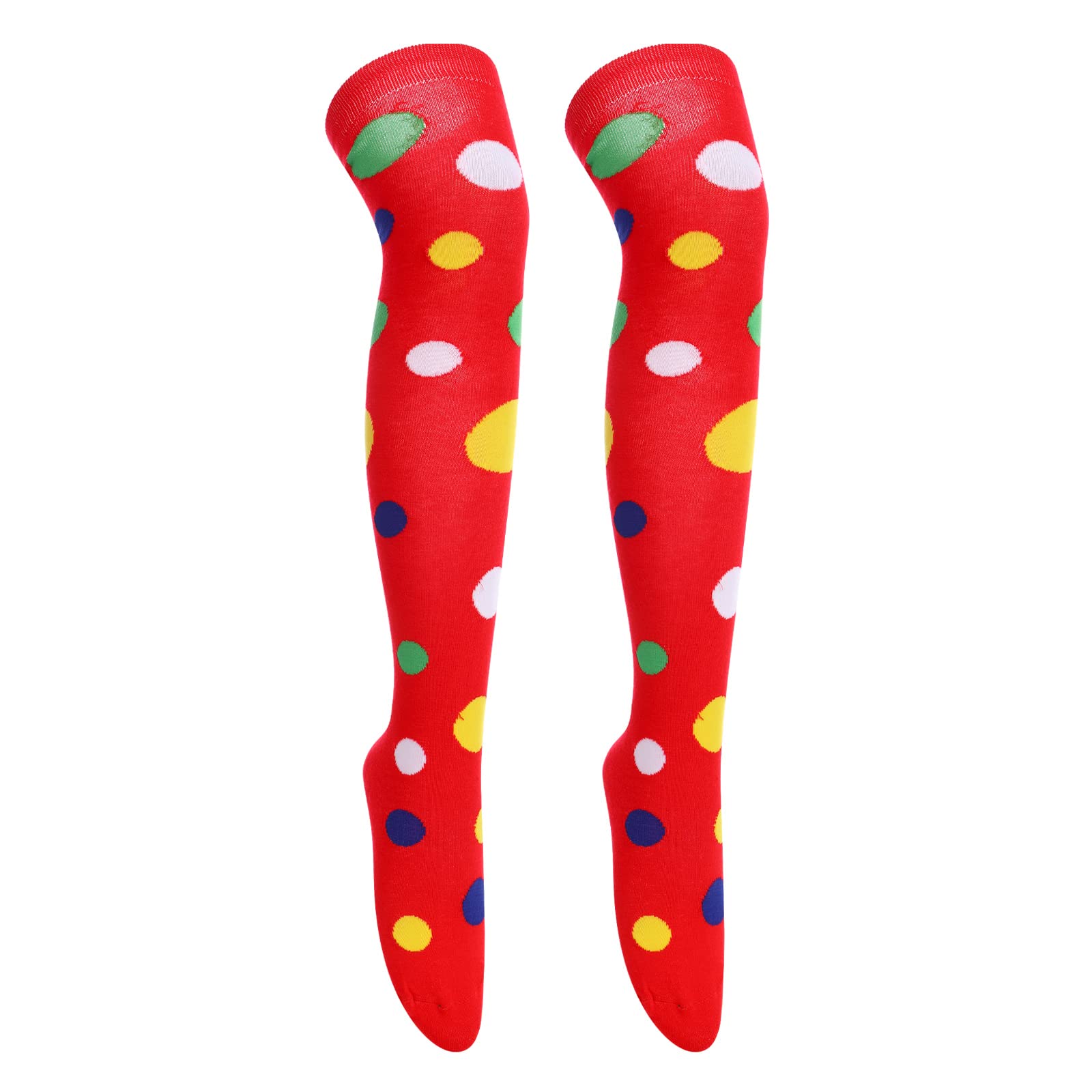 FYMNSI Calcetines largos para mujer y niña, calcetines por encima de la rodilla, calcetines largos para el muslo, calcetines para las piernas, talla única, Puntos rojos., Talla única