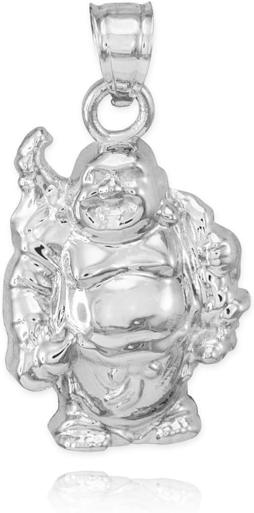 Sterling Silver Lucky Charm Laughing Buddha Necklace Pendant