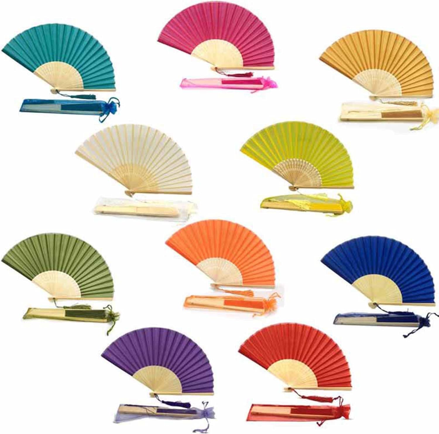 gors Personalized Engraved Hand Fan Wedding Fold Fan, Custom Printing Bride&Groom's Name and Date Folding Fabric Fans (30pcs)