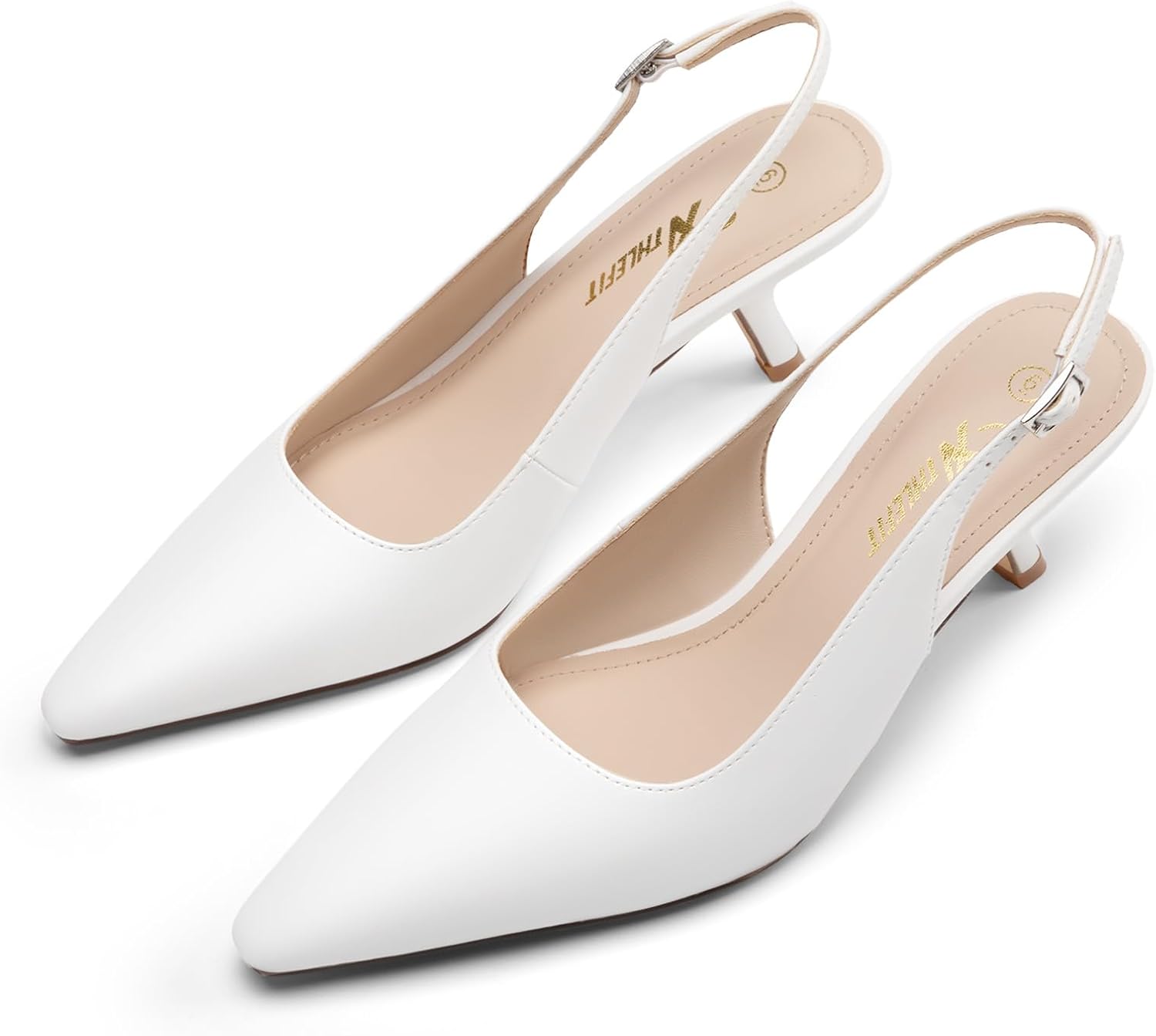 Athlefit Women's Low Kitten Heels Closed Pointed Toe Slingback Dress Pumps Shoes for Wedding Work Office - Image 6