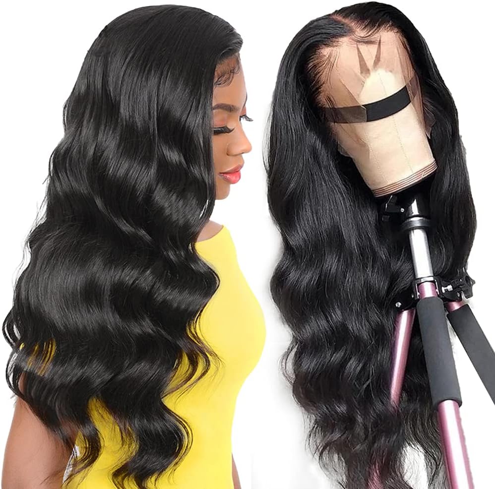TUNEFUL 10A Human Hair Wigs 13x4 Lace Front Wigs Human Hair Wigs for Black Women Brazilian Body Wave Frontal Wigs Human Hair Pre Plucked Bleached Knots with Baby Hair 16 Inch 150% Density Wig