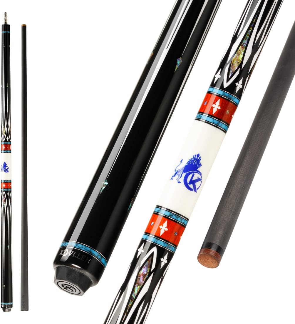 KONLLEN Carbon Fiber Pool Cue Low Deflection Handmade Inlay Billiard Stick with Professional Taper Ultra-Smooth Shaft for Adult & League Players