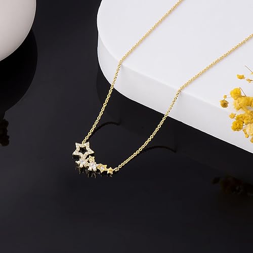 Miniatura 5 de Star Gold Necklaces for Women Trendy Dainty Gold Pendant Necklace CZ Diamond Necklace 14K Gold Plated Necklaces Adjustable Women Chain Necklaces for