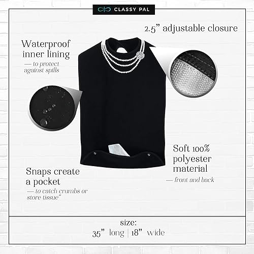 Miniatura 3 de Baberos para adultos para mujer, protectores de ropa para comer, babero para adultos mayores, diseño bordado, impermeable, reutilizable, lavable