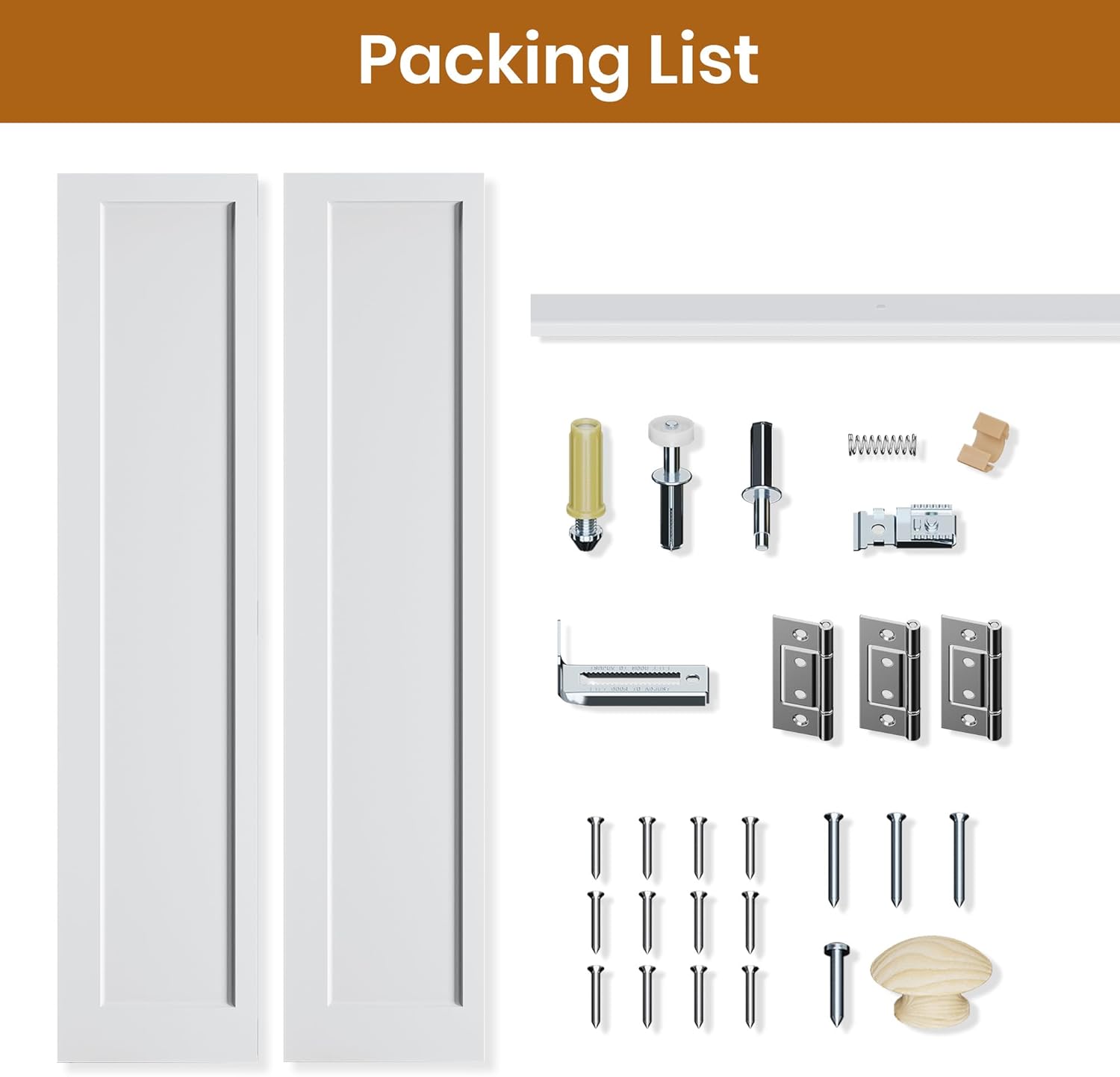 SMARTSTANDARD Bifold Closet Door for 30" x 80" Opening, 1-Panel Pre-Assembled Interior Folding Door with Complete Hardware Kit, Paintable Door for Bedroom Closets, Pantry, Laundry, White Primed
