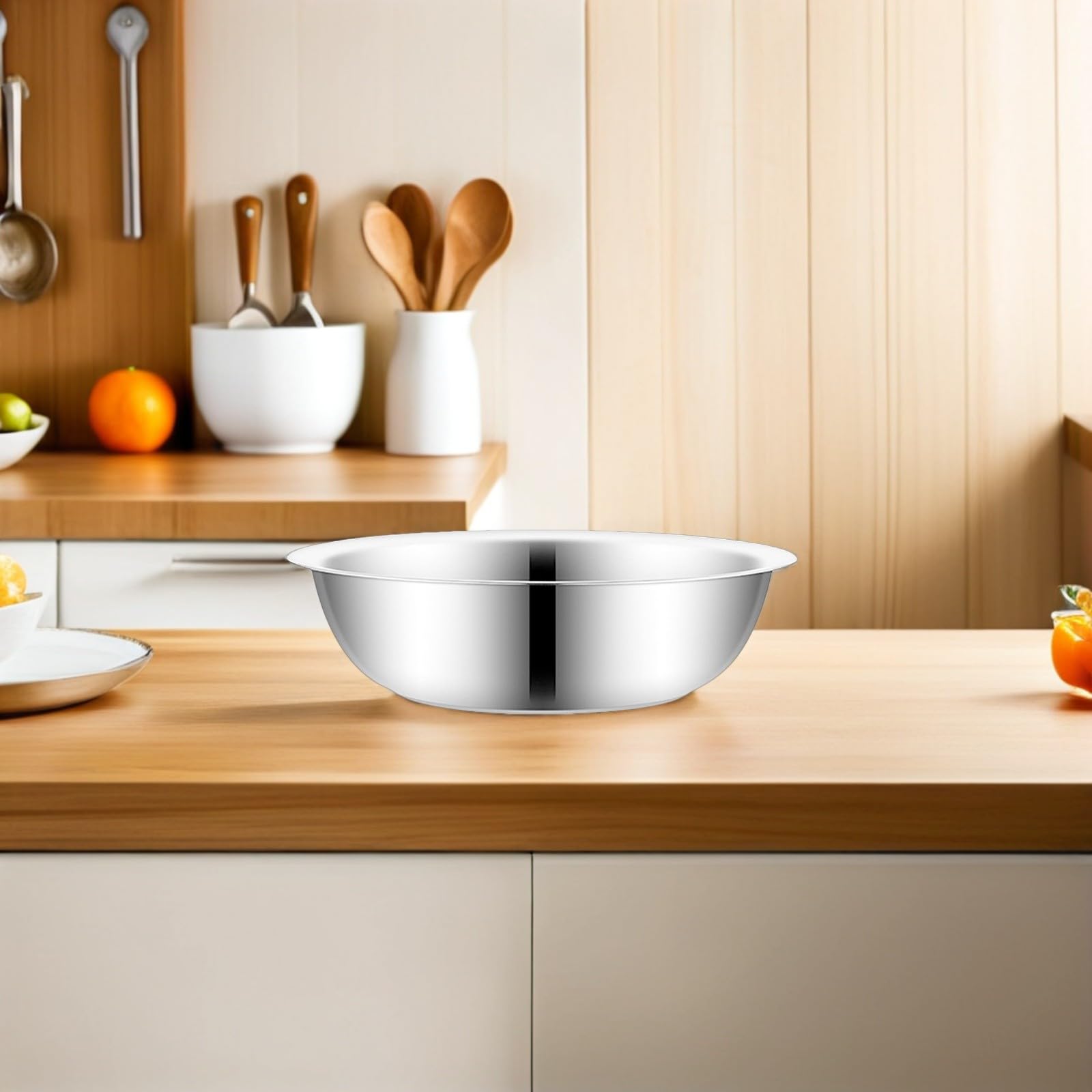 Uonlytech Ciotola in Acciaio Inox Grande per Lavare Verdure e Mescolare Impasti Vasca Spessa 36 CM per Uso Domestico Cucina