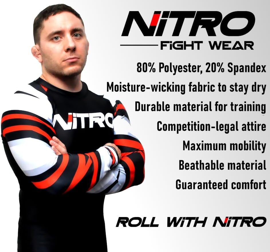 Rash Guard - Long Sleeve Brazilian Jiu Jitsu BJJ MMA Compression Shirt
